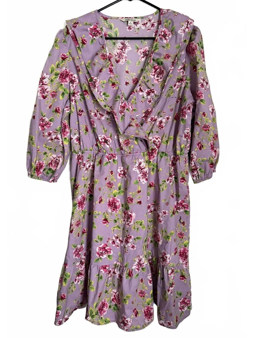 The Pioneer Woman Dress Size XL Extra Large Purple Floral Coquette Girl Cottage